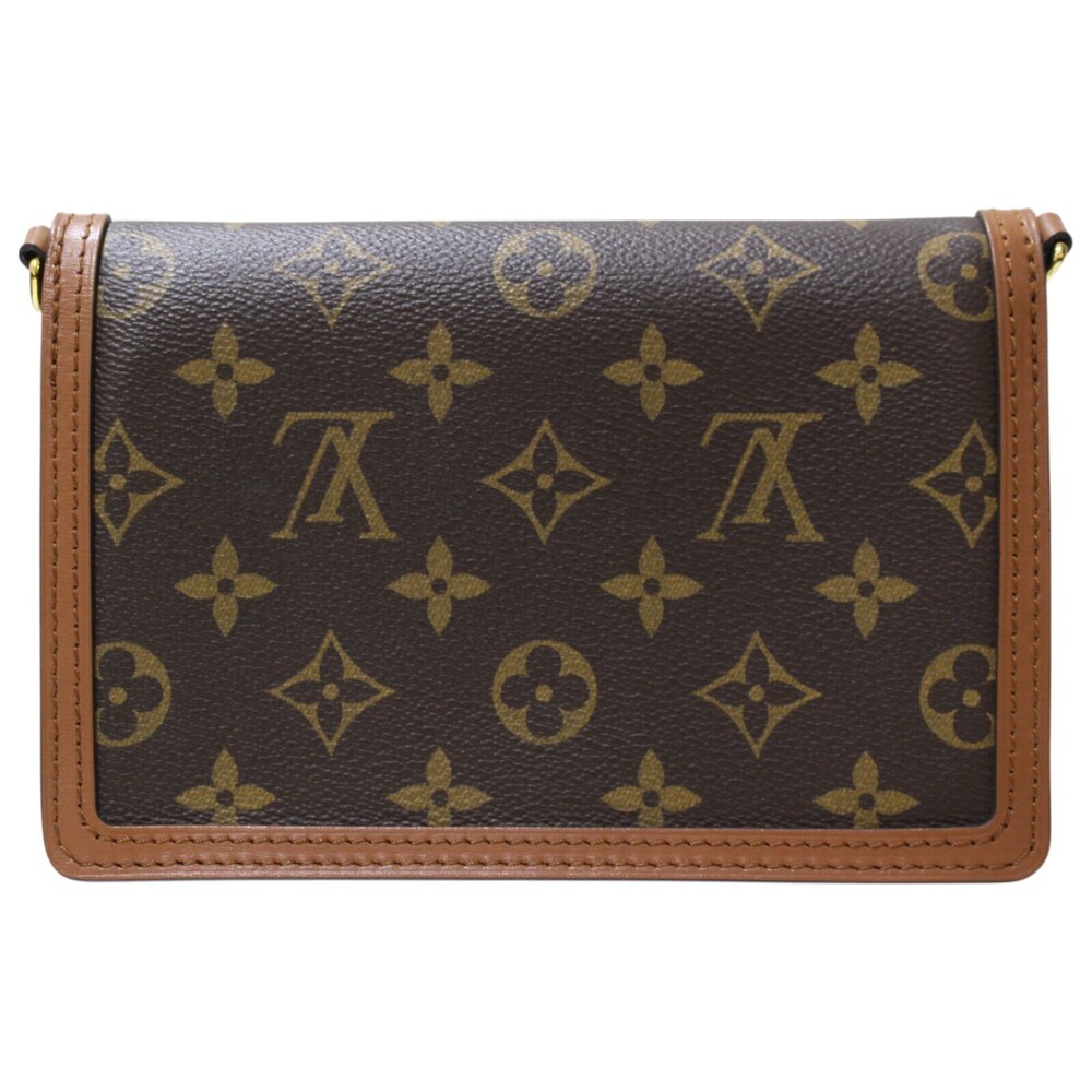 Louis Vuitton Monogram Shoulder Chain Dauphine Portefeuille Bag Brown Reverse